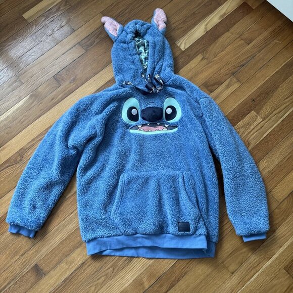 Loungefly Disney Stitch Sherpa Unisex Hoodie Size L - Picture 2 of 6
